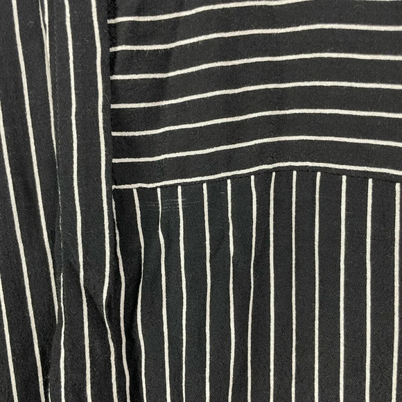 Three‎ Dots Black White Striped Long Sleeve Button Up Tunic Top - Picture 10 of 10
